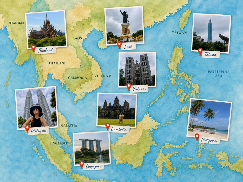Travel around southeast asia.