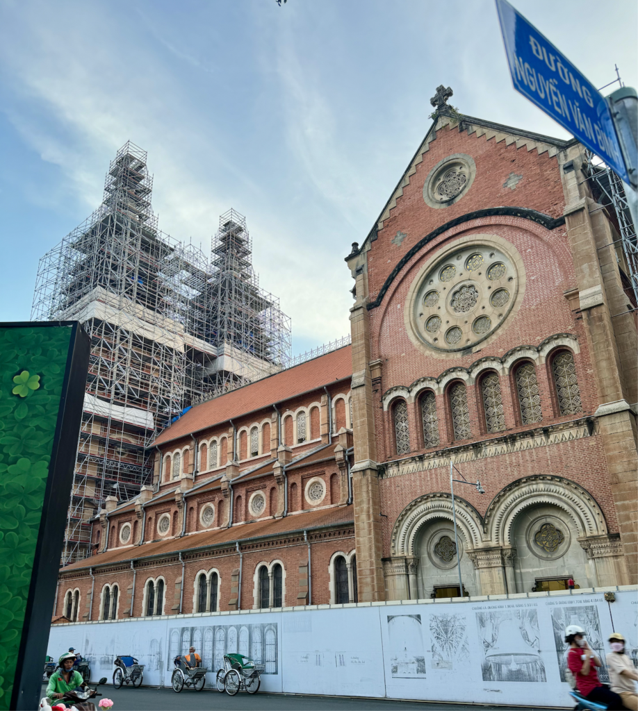 Notre-Dame Cathedral of Saigon during renovation