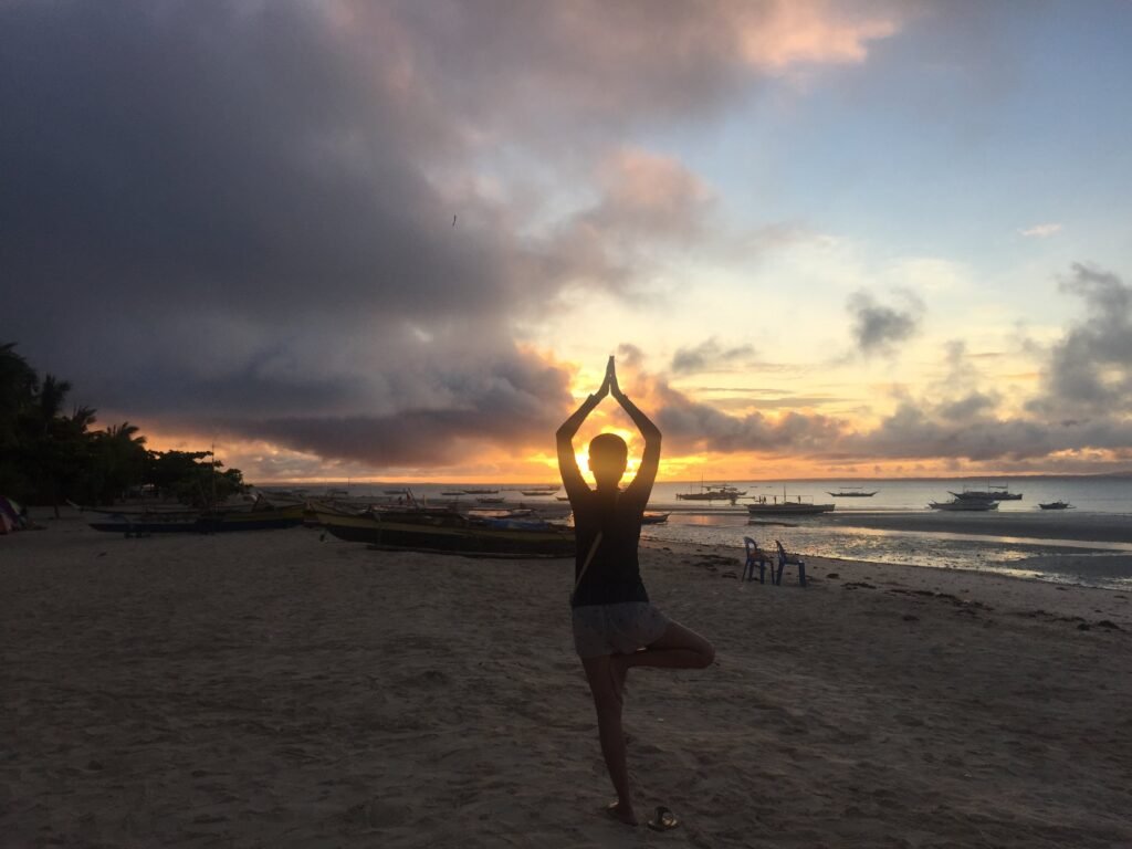 Morning Yoga at Sta Fe beach bantayan, Island cebu Philippines