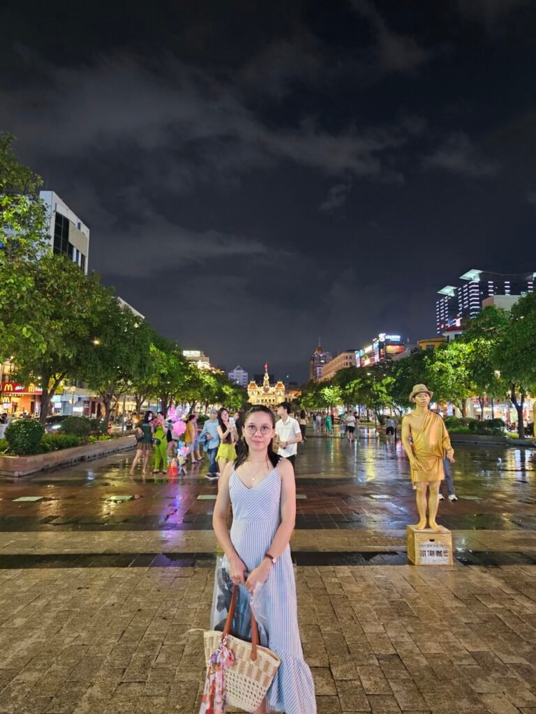 Nguyen Hue Walking Street at night in Ho Chi Minh City.